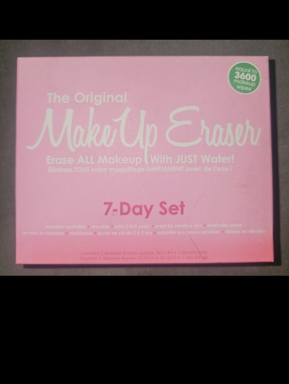 The Original Makeup Eraser 7 Day Set & Bonus Laundry Bag Towel 5in x 4in pink